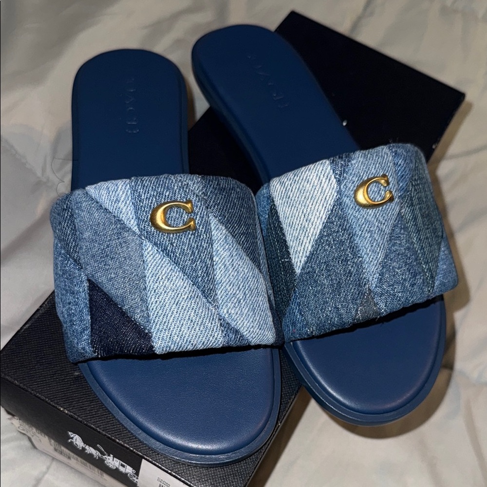 Coach Denim Patch Slides - Picture 3 of 6